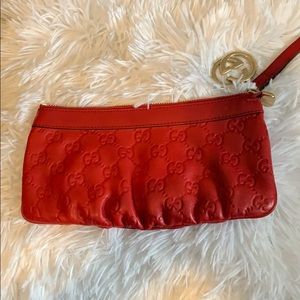 Gucci Red Guccissima clutch wristlet
